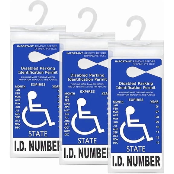 3Pcs Car Handicap Holder Placard, Disabled Parking Permit Holder with Hook 10.6" × 5" Ultra Transparent Plastic