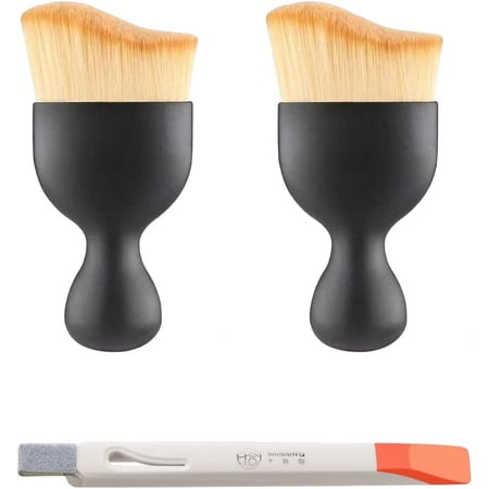 3Pcs Car Interior Cleaning Brush Auto Interior Dust Brush Soft Bristles Detailing Brushes Cleaner Curved Design Dusting Tool for Automotive Dashboard, Air Conditioner Vents (black)