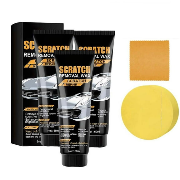 3Pcs Car Scratch Removal Wax, Car Scratch Repair Cream Car Paint Fine Scratch Polishing Coating Scratch Removal Retrofit Cream 60ml, Deep Car Scratch Repair Kit with Wide Sponge for Vehicles