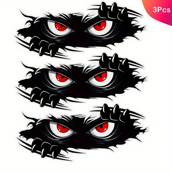 3Pcs Car Stickers, 10x4 inches Vinyl Bumper Sticker, Funny, Monster Decals for Vehicles, Waterproof Decals for Cars, Trucks, and Dents