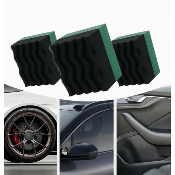 3Pcs Car Tire Dressing Applicator Pad, Soft Sponge Tire Shine Applicator, For Auto Detailing,SUV, Truck, RV(Green)