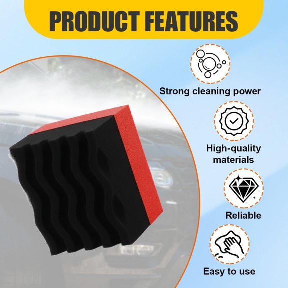 3Pcs Car Tire Dressing Applicator Pad, Soft Sponge Tire Shine Applicator, For Auto Detailing,SUV, Truck, RV(Red)