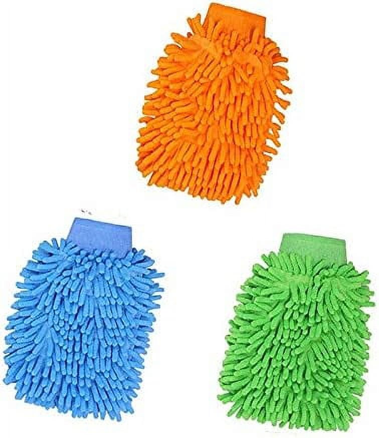 3Pcs Car Wash Mitts, Double Sided Microfiber Car Wash Mitts Super Absorbent Microfibre Gloves Microfibre Cloth for Car Cleaning Household Cleaning,14x 23x2.5cm