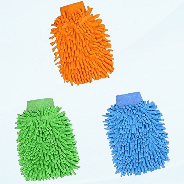 3Pcs Car Wash Mitts, Double Sided Microfiber Car Wash Mitts Super Absorbent Microfibre Gloves Microfibre Cloth for Car Cleaning Household Cleaning,14x 23x2.5cm