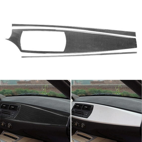 3Pcs Carbon Fiber Interior Main Dash Panel Cover Trim For BMW Z4 E85 2003-2008