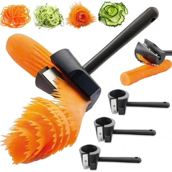 3Pcs Carrot er And Peeler, Carrot Spiral Shred Slicer, Spiral Vegetable Fruit Slicer, Root Vegetables Fruits Slicer Sharpener Garnishing Tool, Kitchen Gadgets Tools For Carrots, Potatoes