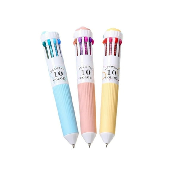3Pcs Cartoon Multicolor Pen 10-Color-in-1 Pen Multicolored Ballpoint Pens for Color Coding Writing Drawing Journaling