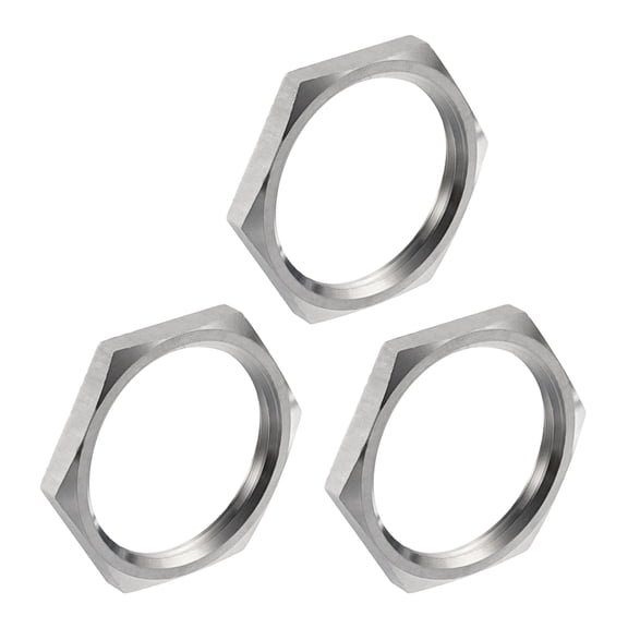 3Pcs Cast Pipe Fitting Hex Locknut, 304 Stainless Steel Hex Lock Nut NPT 1-1/4" Female Thread for Plumbing Fixed