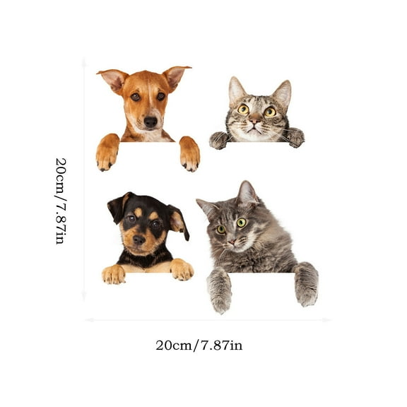 3Pcs Cat and Dog Wall Stickers! Fufafayo Removable Vinyl Decals for Wall, Animal Silhouette Wall Art for Kids, Peel and Stick Pet Stickers for Room, Cute Animal Decals for Nursery, Wall Decor for
