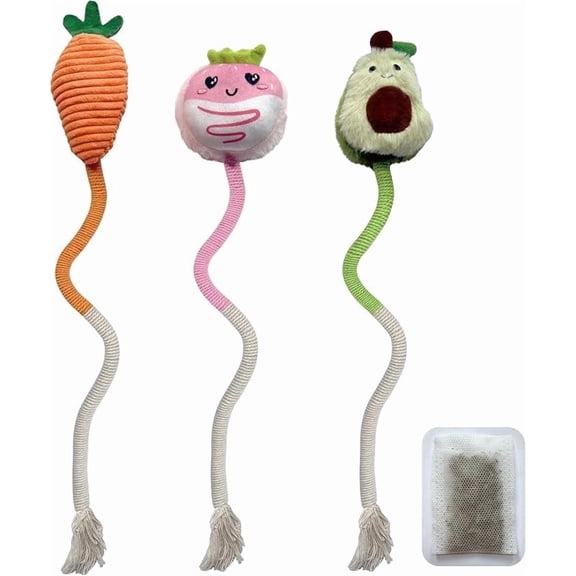 PetLike 3-Pack Catnip Plush Cat Toys, Interactive Chew Toys for Cats & Kittens