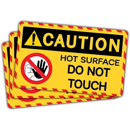 (3Pcs) Caution Hot Surface Do Not Touch Sticker Decal, Caution Hot Surface Stickers, Hot Warning Sign, Do Not Touch Sticker, Sticker Die-cut Waterproof For Water Bottle, Truck, Car, Helmet Decal 5"