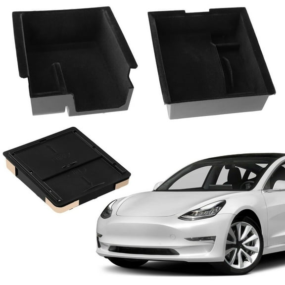 3Pcs Center Console Organizer Kit, Center Console Organizer Trays Compatible with Tesla Model 3 and Model Y, Armrest Hidden Storage Box for Keys, Coins, Smartphones