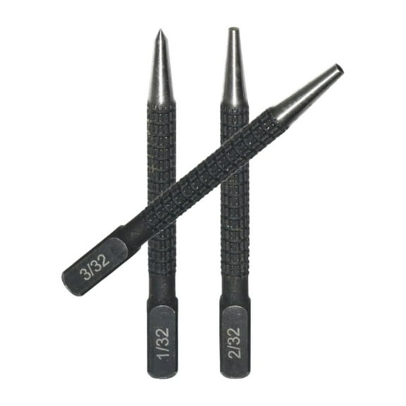 3Pcs Center Punch Set 1/32 2/32 3/32 Carbon Steel Positioning Punch Nail Punch Pin For Locator Metal Wood Marking Drilling Tool Fangkenuo