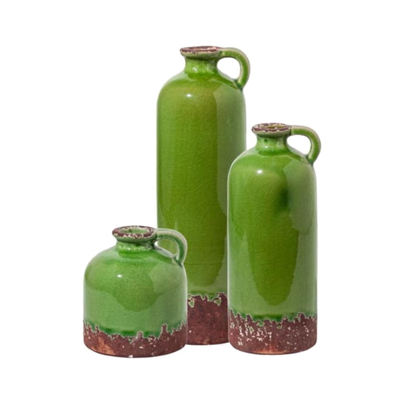 3Pcs Ceramic Flower Vase Antique Ceramic Vase Equipment Centerpiece Portable Home Planter Vase Ceramic Desktop Vase for Wedding Dining Room Green