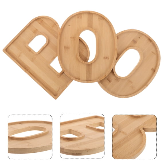 Toyandona 3PCS Cheese Board Wooden for Candy Display with BOO Letter Shaped Design