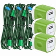 thumbnail image 1 of 3Pcs Charger Block Wall Charger with 6FT Type-C Cable, Power Adapter Compatible with iPhone 17/16/15 Pro Max, iPad Pro, Galaxy S26, Android Devices,Green, 1 of 7