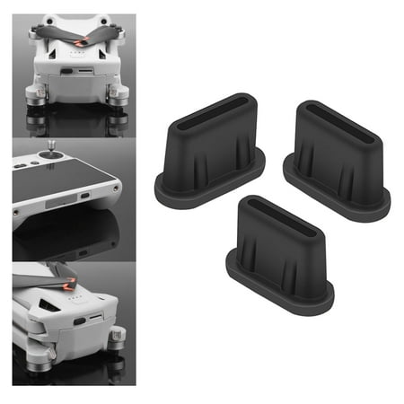 3Pcs Charging Port Cover,Micro USB Dust Plug,Silicone Dust Plug,Smart Controller Charging Interface Dust plug Black