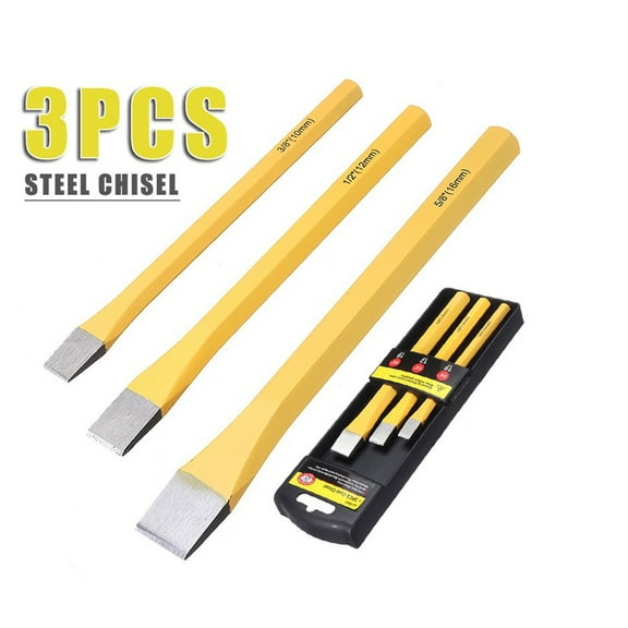 3Pcs Chisels Set Solid Steel Flat Chisel Wood Carving Woodworking Hand Tools
