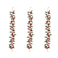 thumbnail image 1 of 3Pcs Christmas Artificial Garlands Decorations 3.2Ft Xmas Berry Holly Leaves Garland Faux Greenery Garlands Winter Red Berries Hanging Vine for Fireplaces Door Christmas Wedding Party Home Decoration, 1 of 6