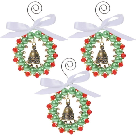 3Pcs Christmas Beaded Ornament Kit Mini Artificial Christmas Wreaths Ornaments Used to Decorate Christmas Trees and Home Decorations for making