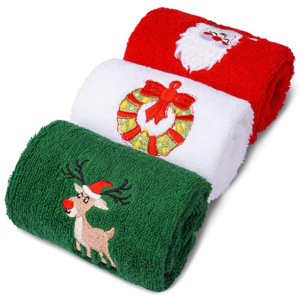 Preboun 12 Pack Christmas Hand Towels 13 x 18 Inch Christmas Kitchen Towels  Santa Claus Decor Guest Hand Towels for Home Bathroom Kitchen Cleaning