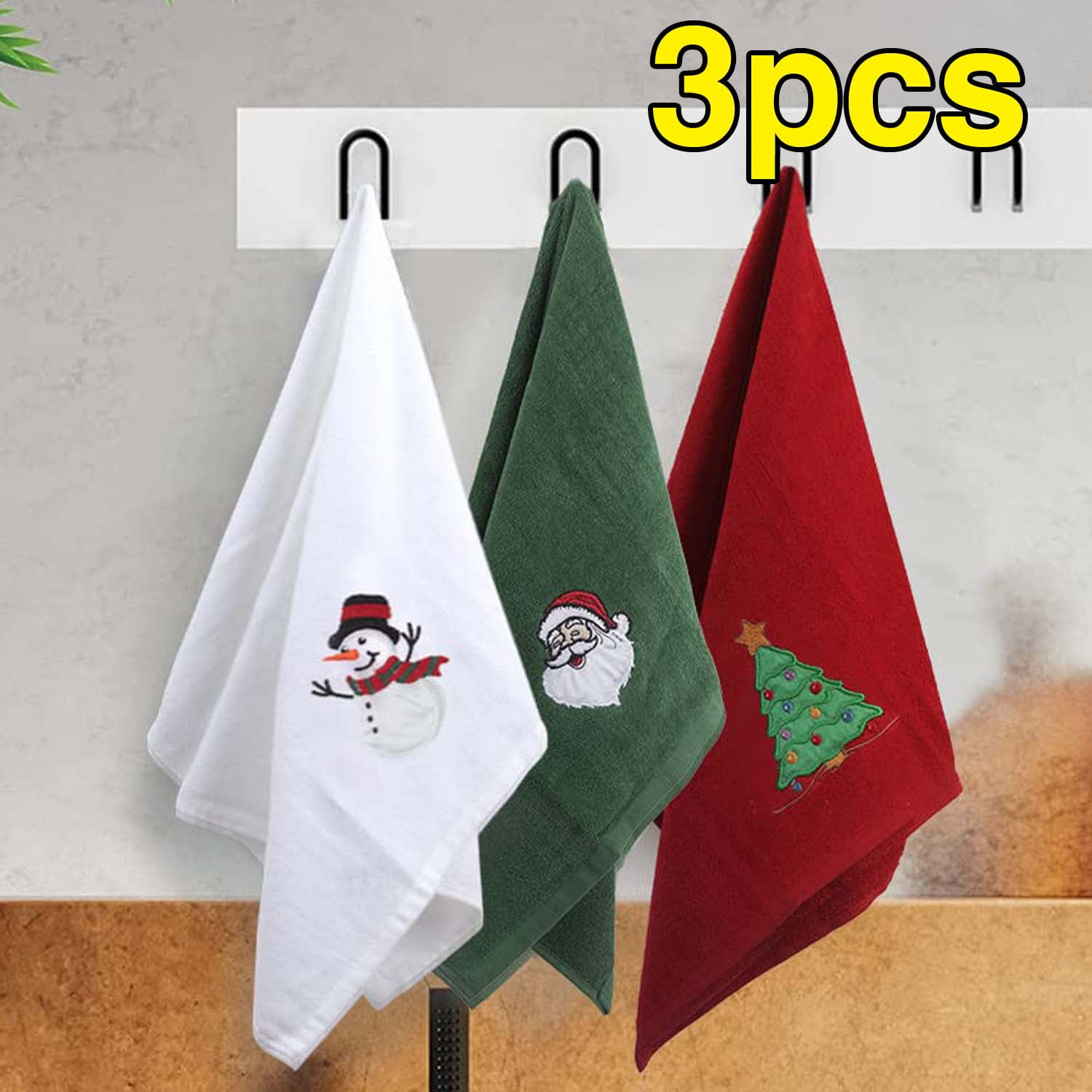 Yuntec Christmas Bathroom Towels Hand Towels 25 x 16 Cotton Christmas  Kitchen Towels (Set of 3) Holiday Dish Towels Washcloths for Christmas