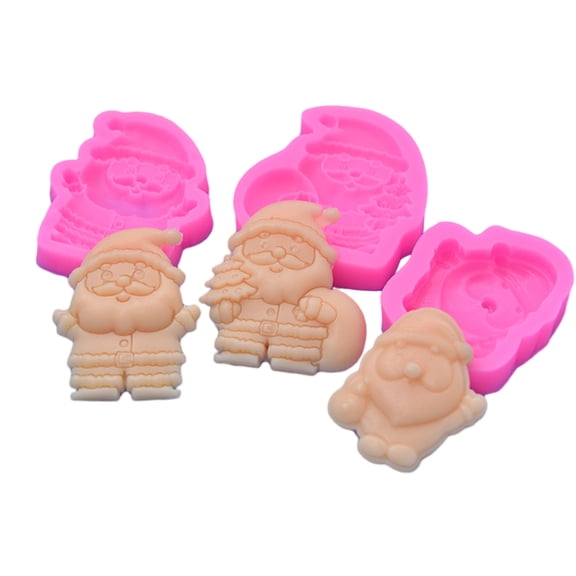 3Pcs Christmas Series Silicone Mold Santa Clauses Baking Tools Festive Handmade Fondant/Cake Mould for Baking Lovers