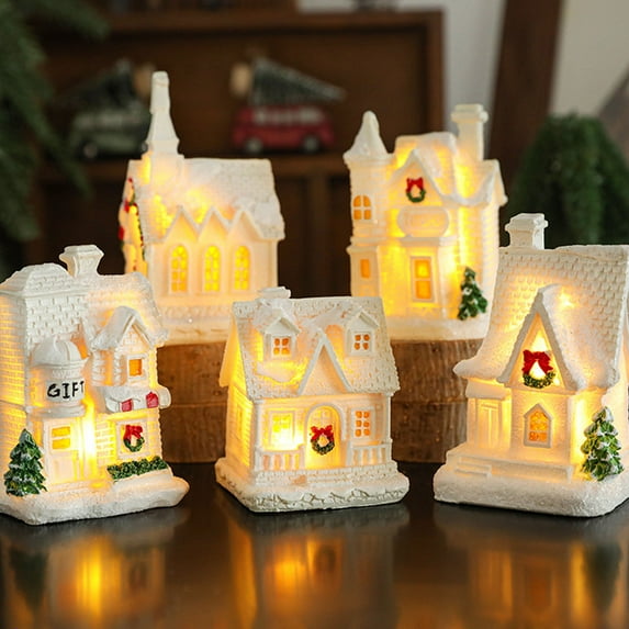 3Pcs Christmas Snow House Under $5! Yannianjz Christmas Snow House, Glowing Resin Hut, White Snowscape Cottage, Desktop Ornament, Microscape Decoration, Winter Decor, Snow View Cabin, Christmas Gift