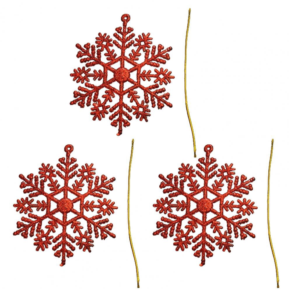 3Pcs Christmas Snowflake Sparkling Glitter Snowflake with Hanging Rope ...