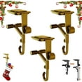 thumbnail image 1 of 3Pcs Christmas Stocking Mantel Hooks, 2 in 1 Garland Hangers for Mantle, Adjustable Length Metal Hooks, No Drill Fireplace Stocking Hanger for Xmas Holiday Home Party Decoration, Gold, 1 of 2