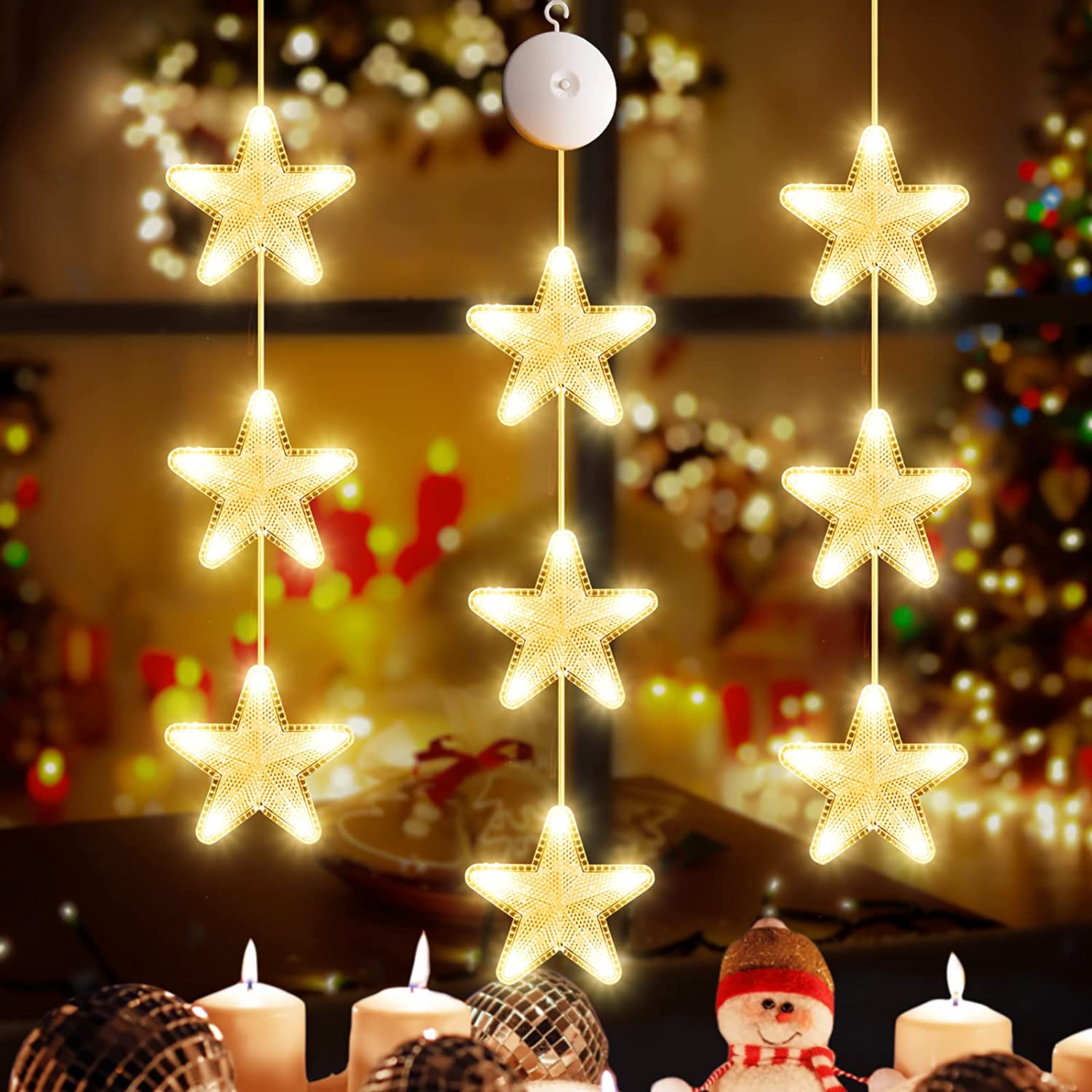 3Pcs Christmas Window Lights Decorations,Battery Powered Christmas