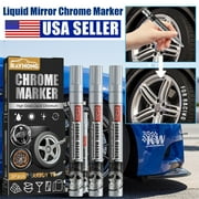 3Pcs Chrome Paint Pens, Permanent Art Set for Model Metal Plastic Glass Repair Kit Car Tire DIY Craft, Waterproof Reflective Gloss Metallic Markers