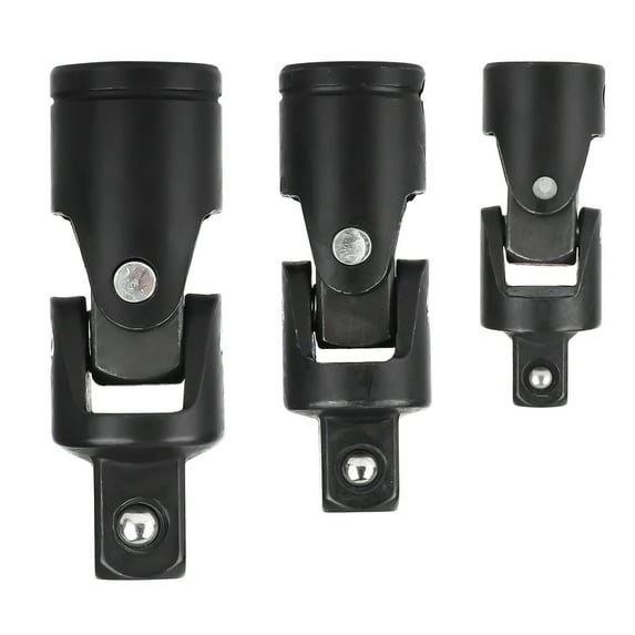 3Pcs Chrome Vanadium Universal Joint Set Spring-Loaded Detent Balls, 1/4", 3/8", 1/2" Drives for Accessing Tight Fasteners