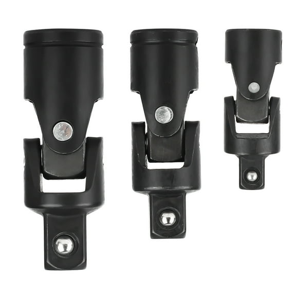 3Pcs Chrome Vanadium Universal Joint Set Spring-Loaded Detent Balls, 1/4", 3/8", 1/2" Drives for Accessing Tight Fasteners