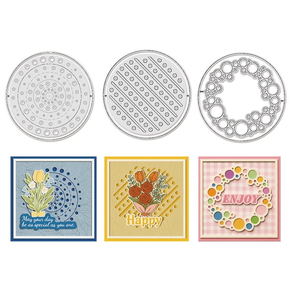 3Pcs Circular Backdrop Board Cutting Die for Card Making Reusable Carbon Round Embossing Stencils Template Die Cut 10cm Diameter