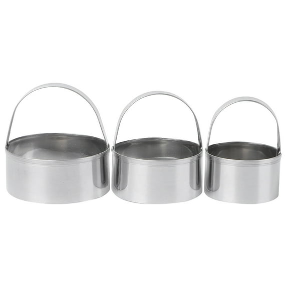 3Pcs Classic Stainless Steel Round Biscuit Cutter Circle Cookie Cutters Pastry Dough Cutter with Handle (Plain Edge)