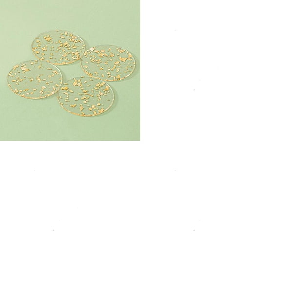 3Pcs Clear Acrylic Cup Mats Heat Resistant Pot Mats with Gold Foil for Home Kitchen Flat Round 95mm