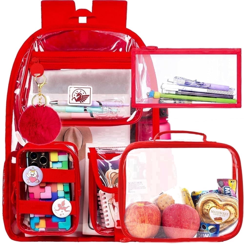 3Pcs Clear Backpack for Girls, School Kids Transparent Bookbag with ...