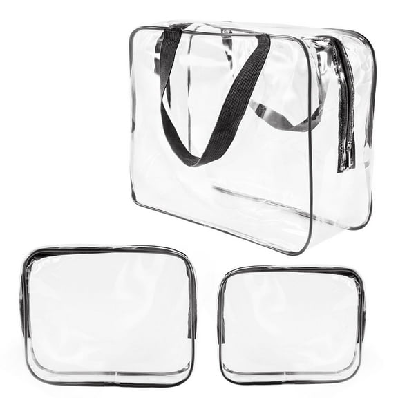 3Pcs Clear Makeup Bag, Three Different Sizes of Travel Bags for Toiletries, Pvc Cosmetic Bag with Zipper