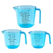 3Pcs Clear Measuring Cups Set, Liquid Measuring Cups for Kitchen - BPA Free Stackable Plastic Measuring Jug Set with Spout Multiple Measurement Scales for Cooking, Baking, Lab Blue, 6oz&12oz&20oz