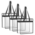 thumbnail image 1 of Clear Tote Bag Stadium Approved 12x12x6, 3 Pack Heavy Duty PVC Clear Tote with Zipper for Concerts, Work & School, Clear, 1 of 9