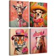 thumbnail image 1 of 3Pcs Coastal Western Cowgirl Canvas Wall art Pink Flower Boots Hat Horse Aesthetic Painting Pictures Wall Decor Southern Girl Trendy Preppy Posters Print Artwork for Girls Room Bedroom Dorm, 1 of 6