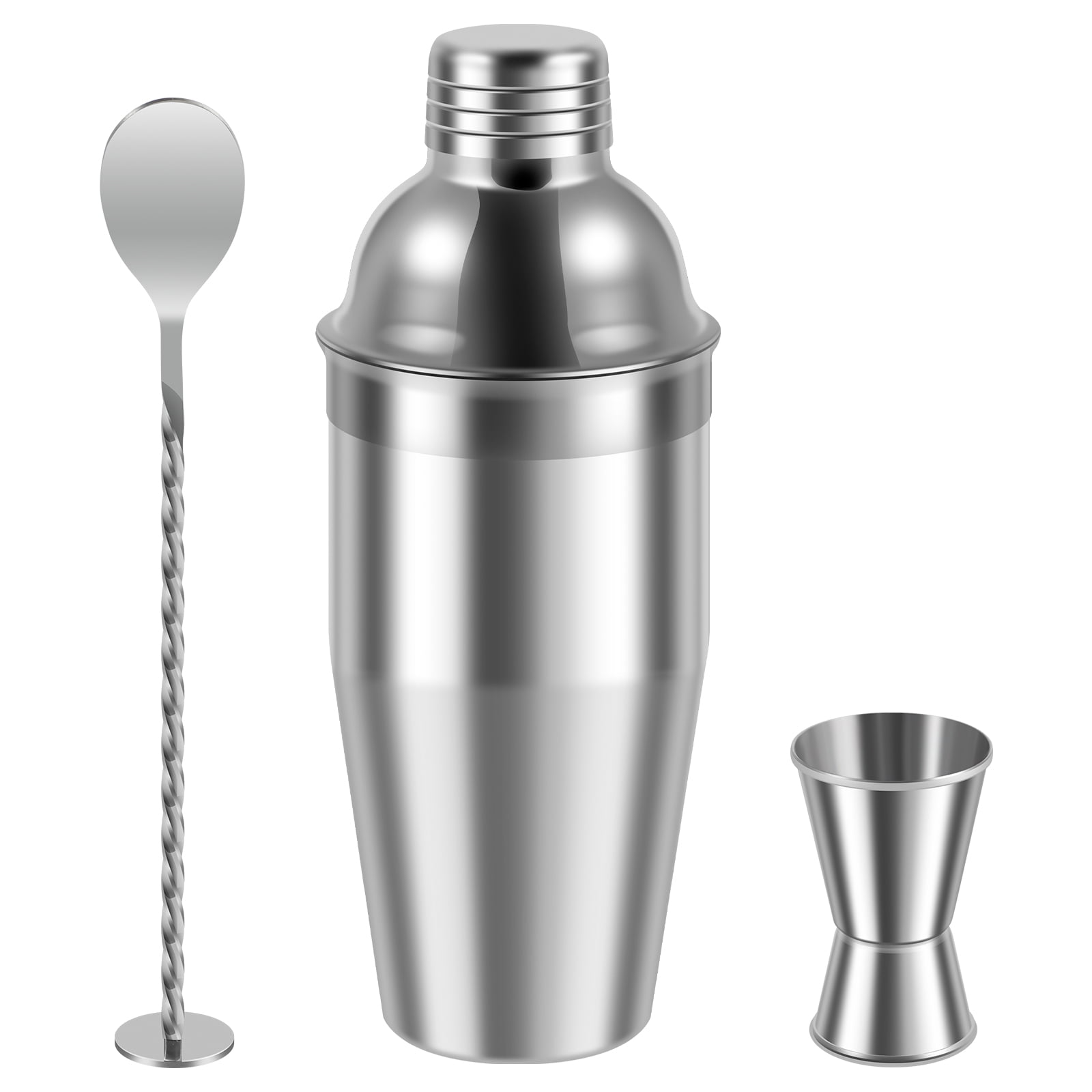 Cocktail-Shaker Bar-Set Aus Edelstahl – Komplettset Mit Sieb, Messbecher & Rezeptbuch