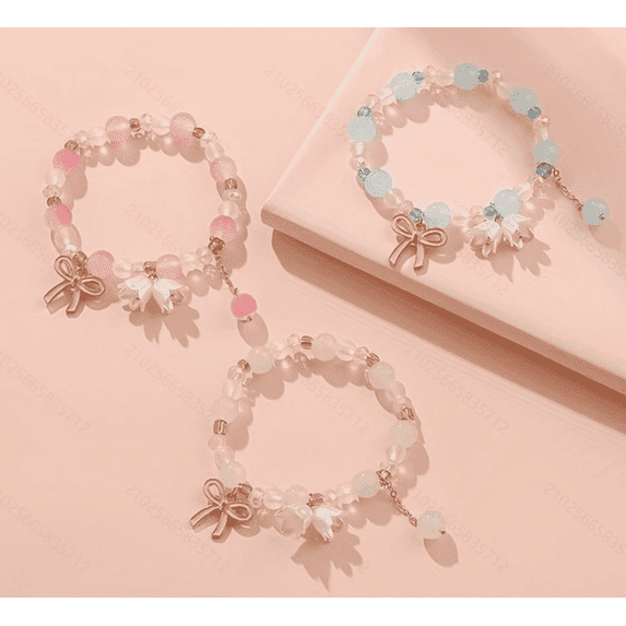 3 Pcs Colorful Flower Bow Beaded Bracelets: Fashion Jewelry Gift Ideal for Adults and Teens for Summer Beach