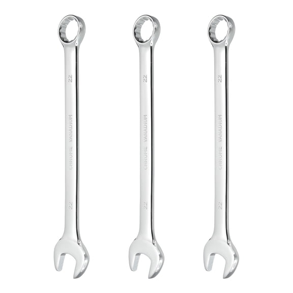 3Pcs Combination Wrench 22mm Metric 12-Point Box and Open End CR-V Steel Spanner