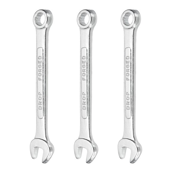 3Pcs Combination Wrench 8mm Metric 12-Point Box and Open End Zinc Plated Steel