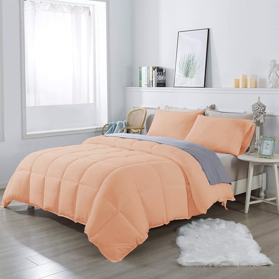 3Pcs Comforter Set Alaskan king Size (132"x120") Inch,100% Egyptian Cotton 800 Thread Count 400 Fill GSM Soft & Breathable Bedding Comforter - Blush Solid