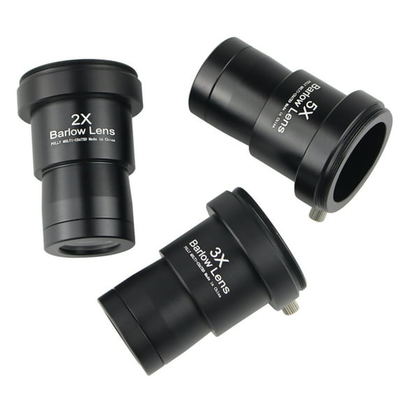 3Pcs Complete Barlow Lens Kit 2X, 3X, 5X Astronomical Telescope Accessories Black, 1.25 Inch, for Detailed Astrophotography