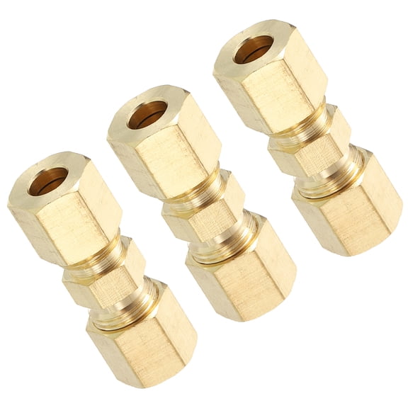 3Pcs Compression Tube Pipe Fittings, 1/4" Compression Union Connector Adapter