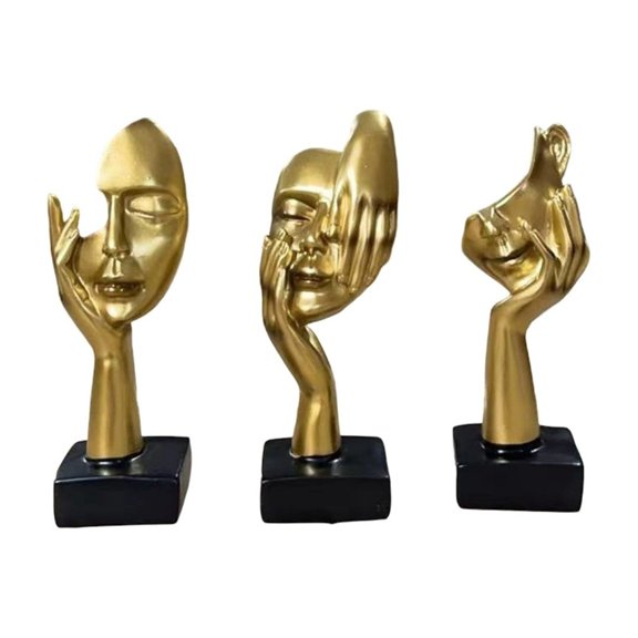 3Pcs Contemporary Thinker Sculptures Resin Art for Office Business Decors Use